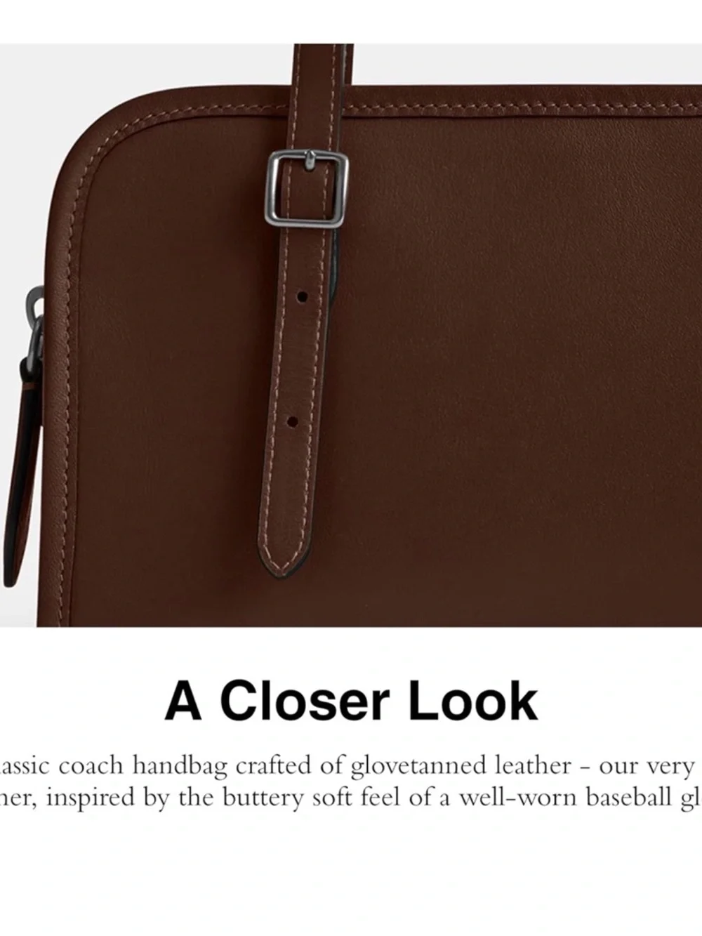Coach Swing Zip Glovetanned Leather Shoulder Bag- Maple - Picture 3 of 11